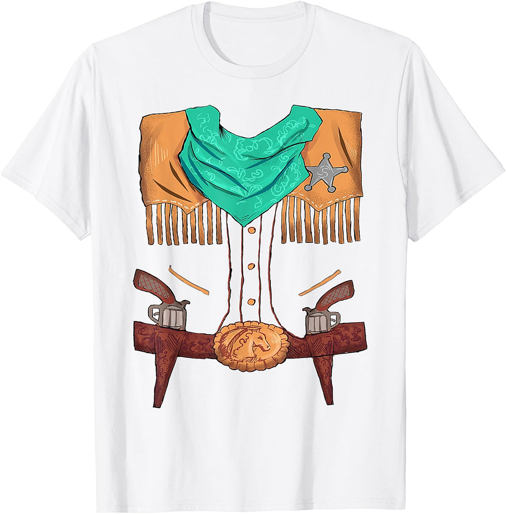 Funny Cowboy Western Halloween Costume Sheriff Vest Outfit T-Shirt
