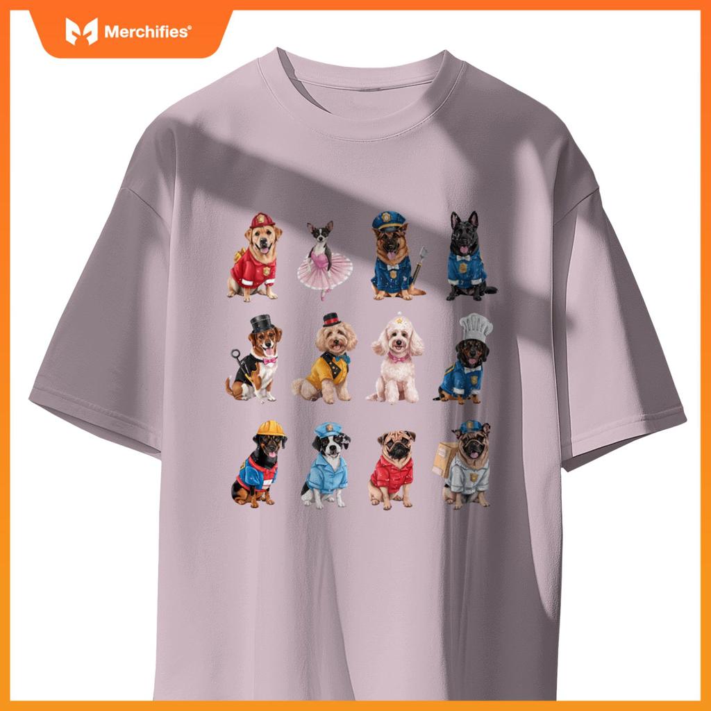 Funny Dogs in Diverse Careers Design for Dog Lovers T-Shirt