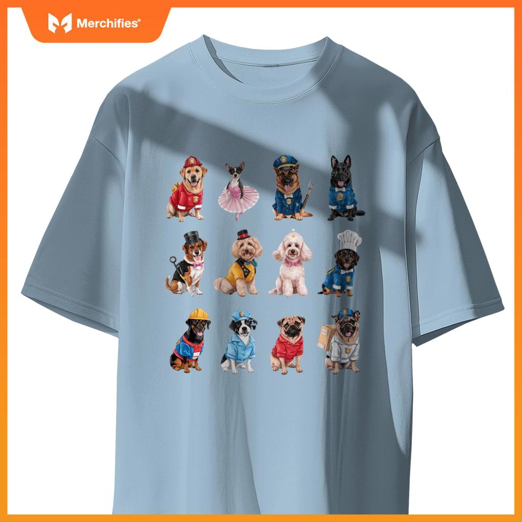 Funny Dogs in Diverse Careers Design for Dog Lovers T-Shirt