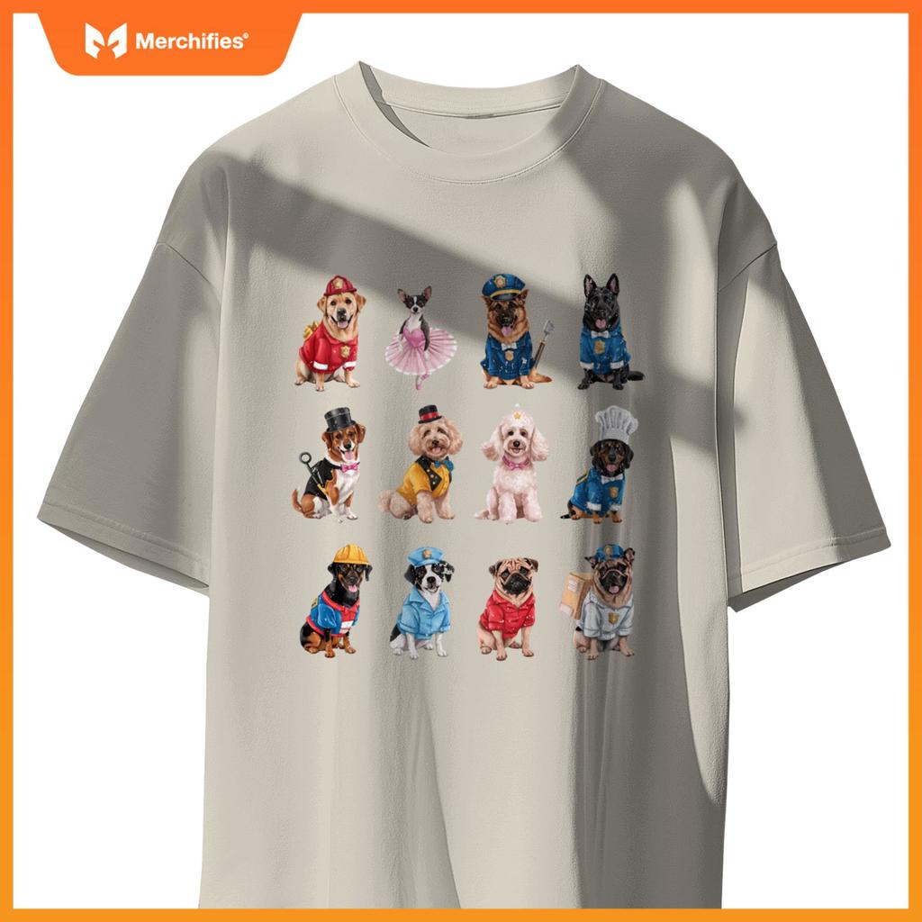 Funny Dogs in Diverse Careers Design for Dog Lovers T-Shirt