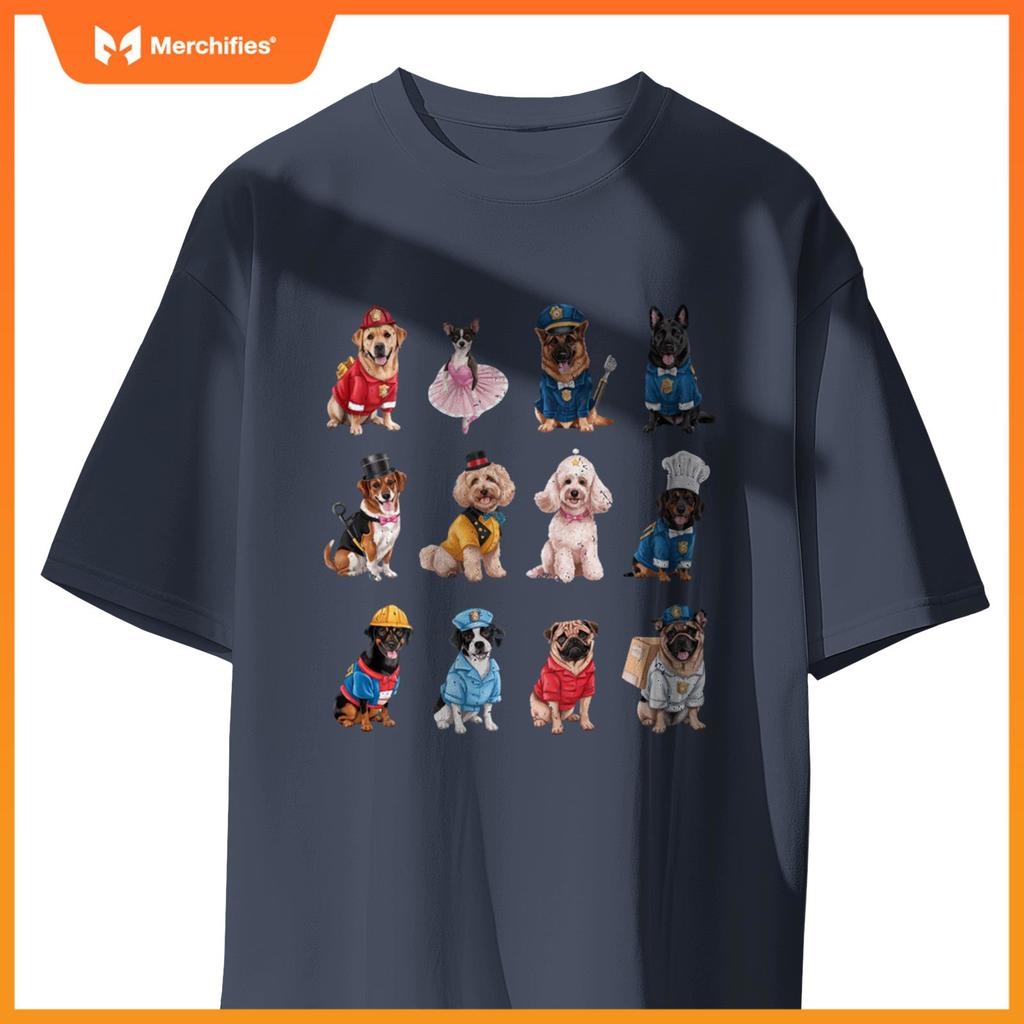 Funny Dogs in Diverse Careers Design for Dog Lovers T-Shirt