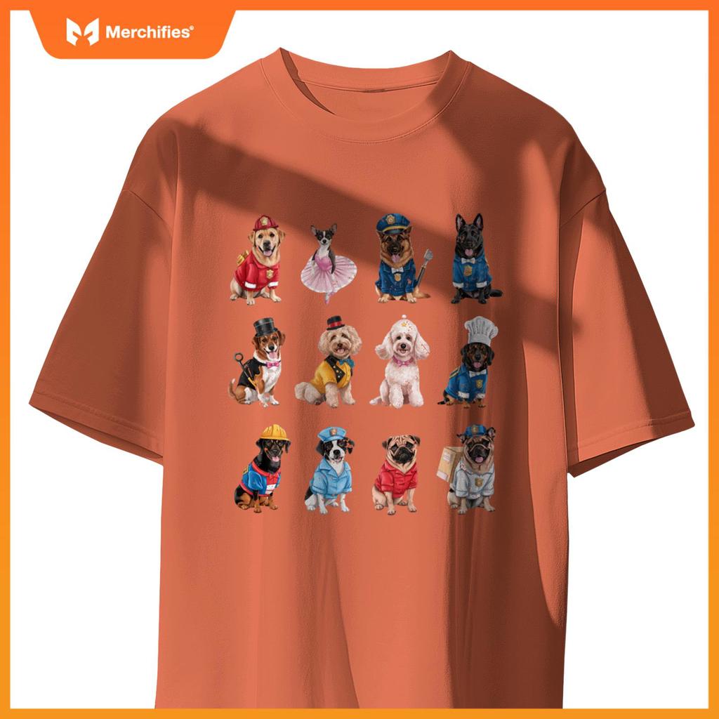 Funny Dogs in Diverse Careers Design for Dog Lovers T-Shirt