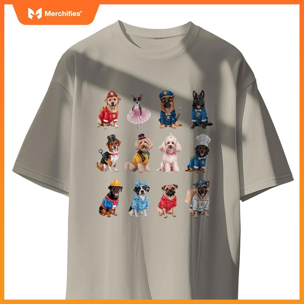 Funny Dogs in Diverse Careers Design for Dog Lovers T-Shirt