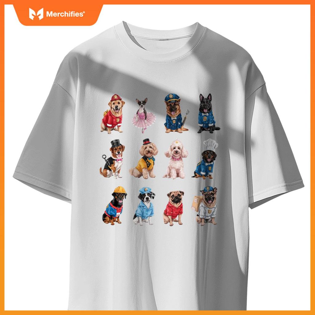 Funny Dogs in Diverse Careers Design for Dog Lovers T-Shirt