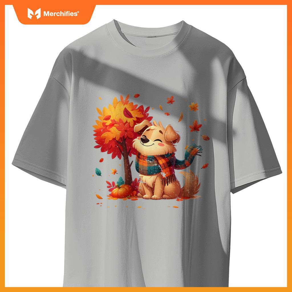 Funny Fall Graphic It's Fall Y'all Dog Leaf Fall Thanksgivin T-Shirt