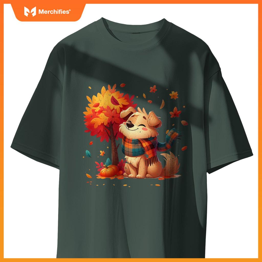Funny Fall Graphic It's Fall Y'all Dog Leaf Fall Thanksgivin T-Shirt