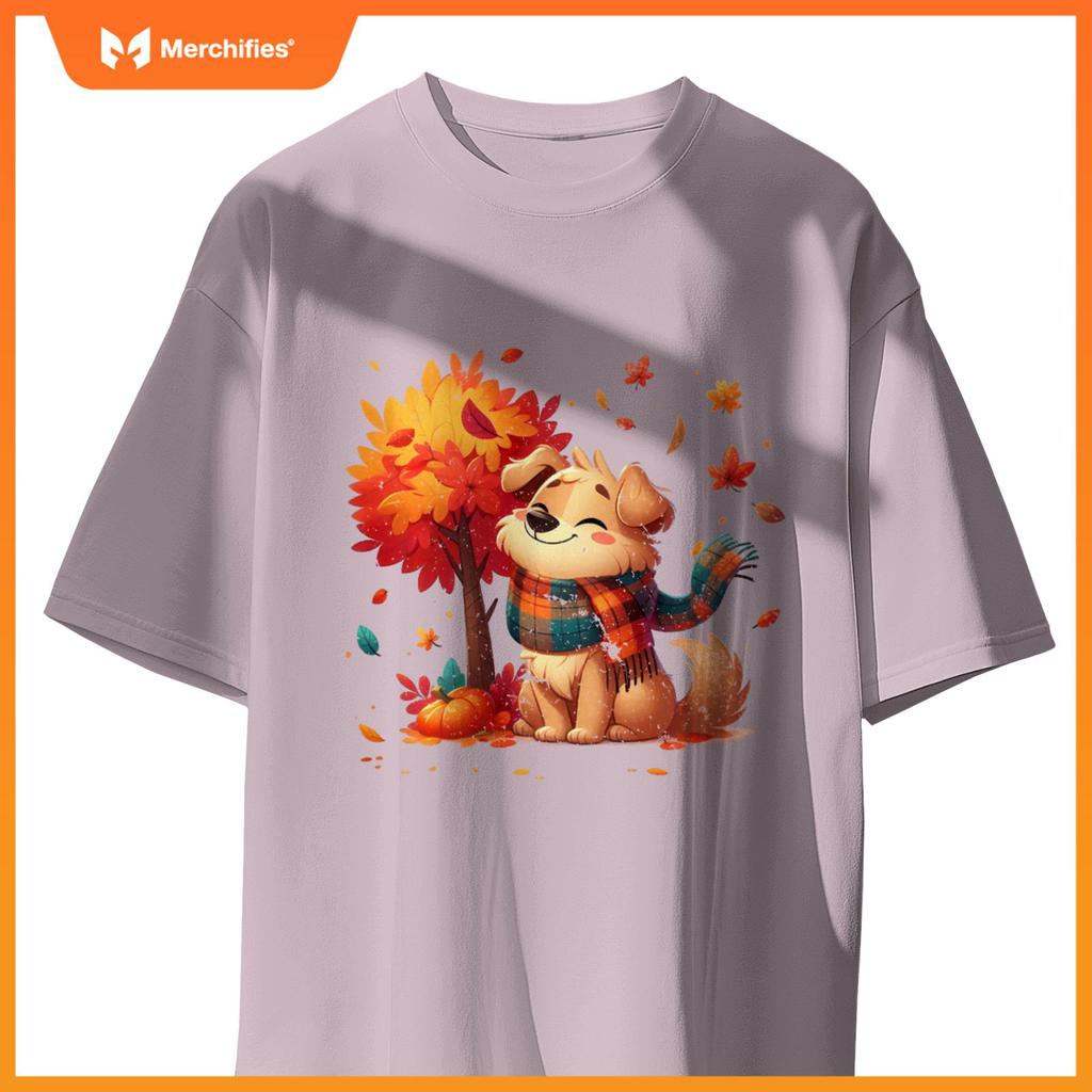 Funny Fall Graphic It's Fall Y'all Dog Leaf Fall Thanksgivin T-Shirt