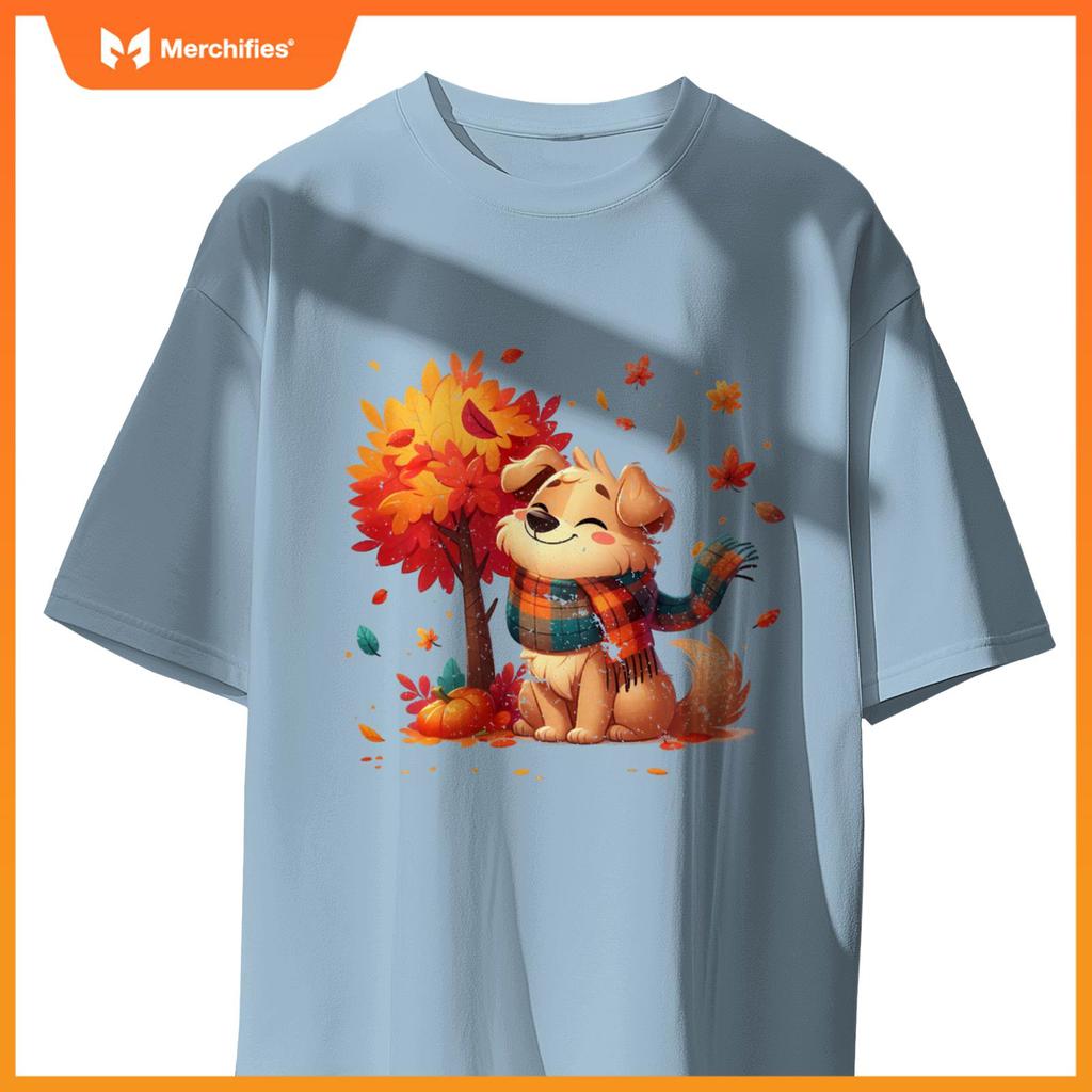 Funny Fall Graphic It's Fall Y'all Dog Leaf Fall Thanksgivin T-Shirt