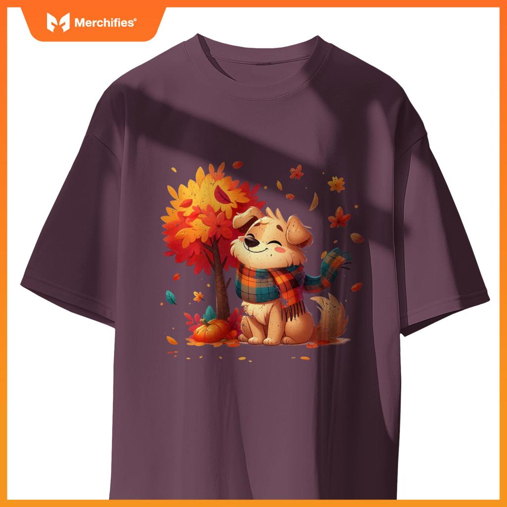 Funny Fall Graphic It's Fall Y'all Dog Leaf Fall Thanksgivin T-Shirt