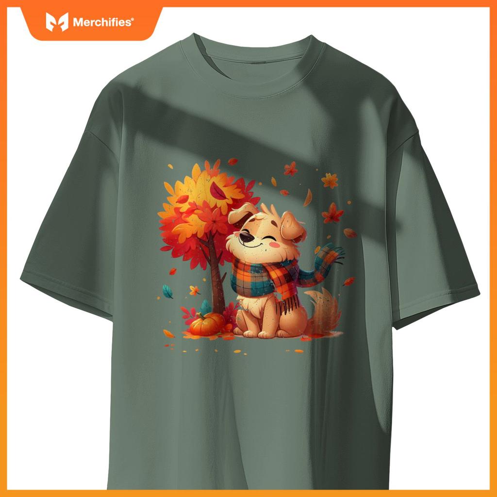 Funny Fall Graphic It's Fall Y'all Dog Leaf Fall Thanksgivin T-Shirt