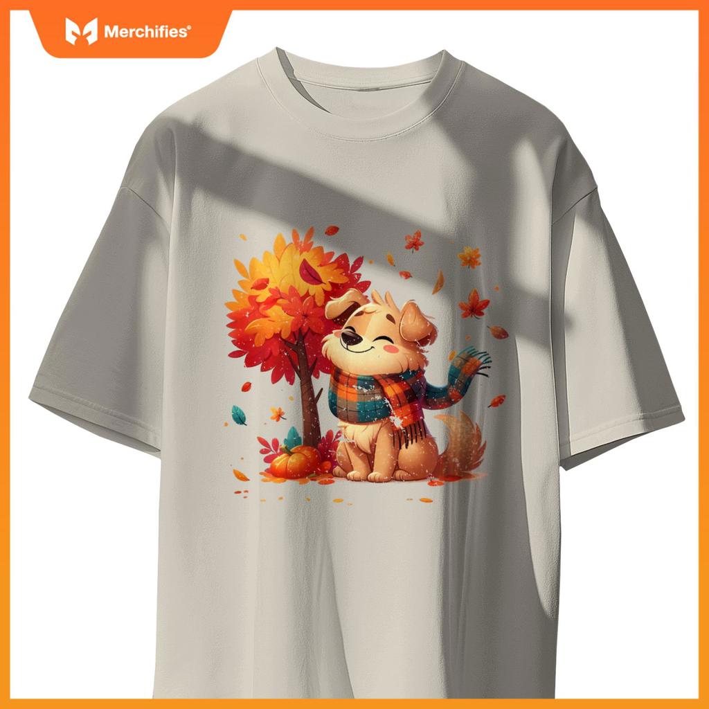 Funny Fall Graphic It's Fall Y'all Dog Leaf Fall Thanksgivin T-Shirt