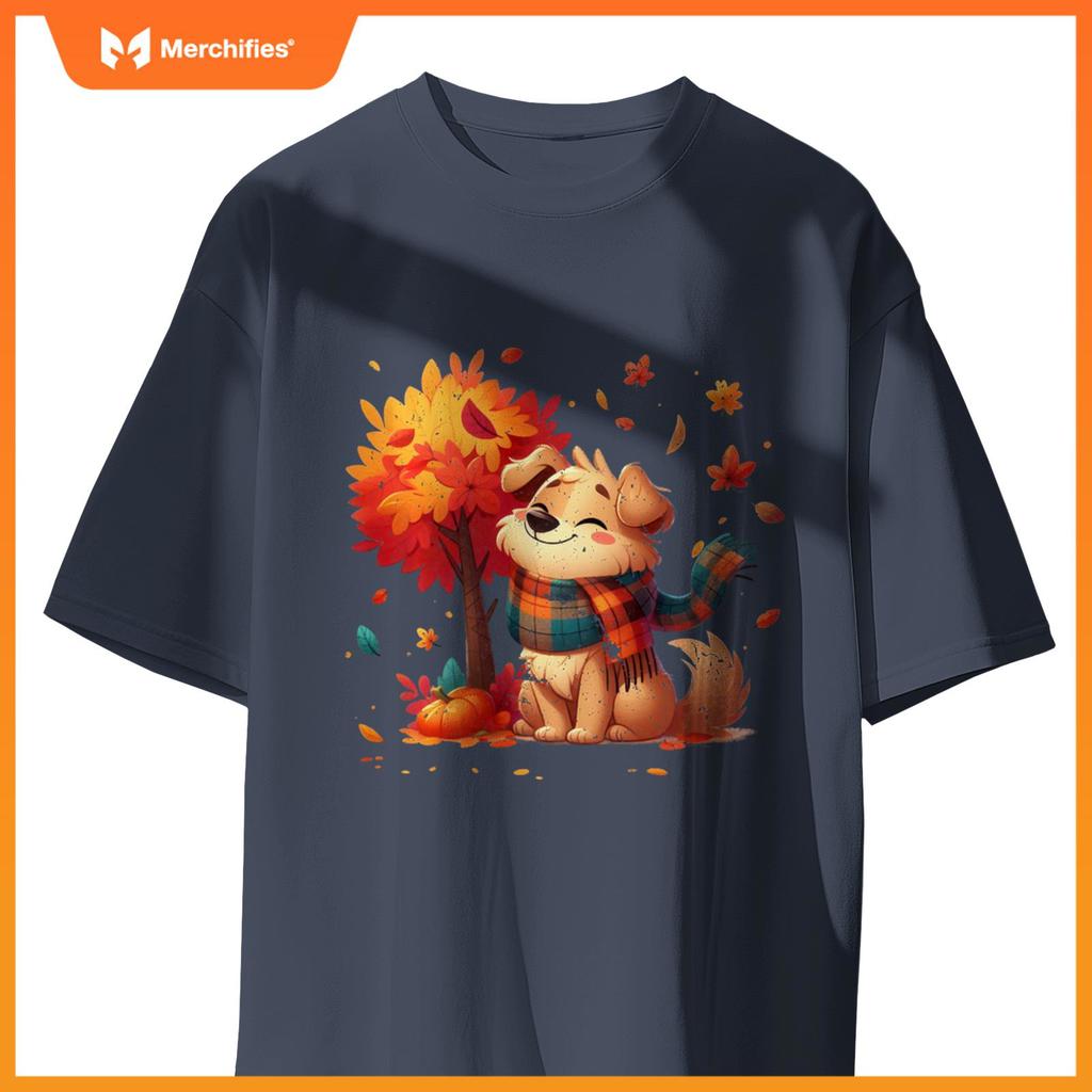 Funny Fall Graphic It's Fall Y'all Dog Leaf Fall Thanksgivin T-Shirt