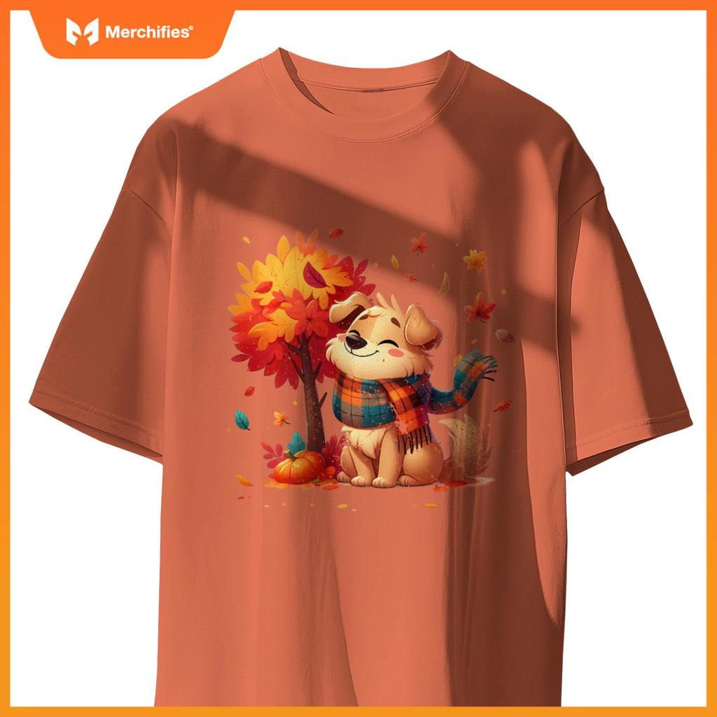 Funny Fall Graphic It's Fall Y'all Dog Leaf Fall Thanksgivin T-Shirt