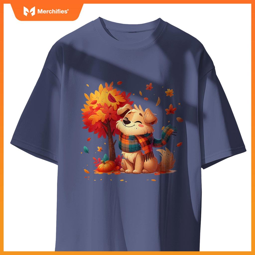 Funny Fall Graphic It's Fall Y'all Dog Leaf Fall Thanksgivin T-Shirt