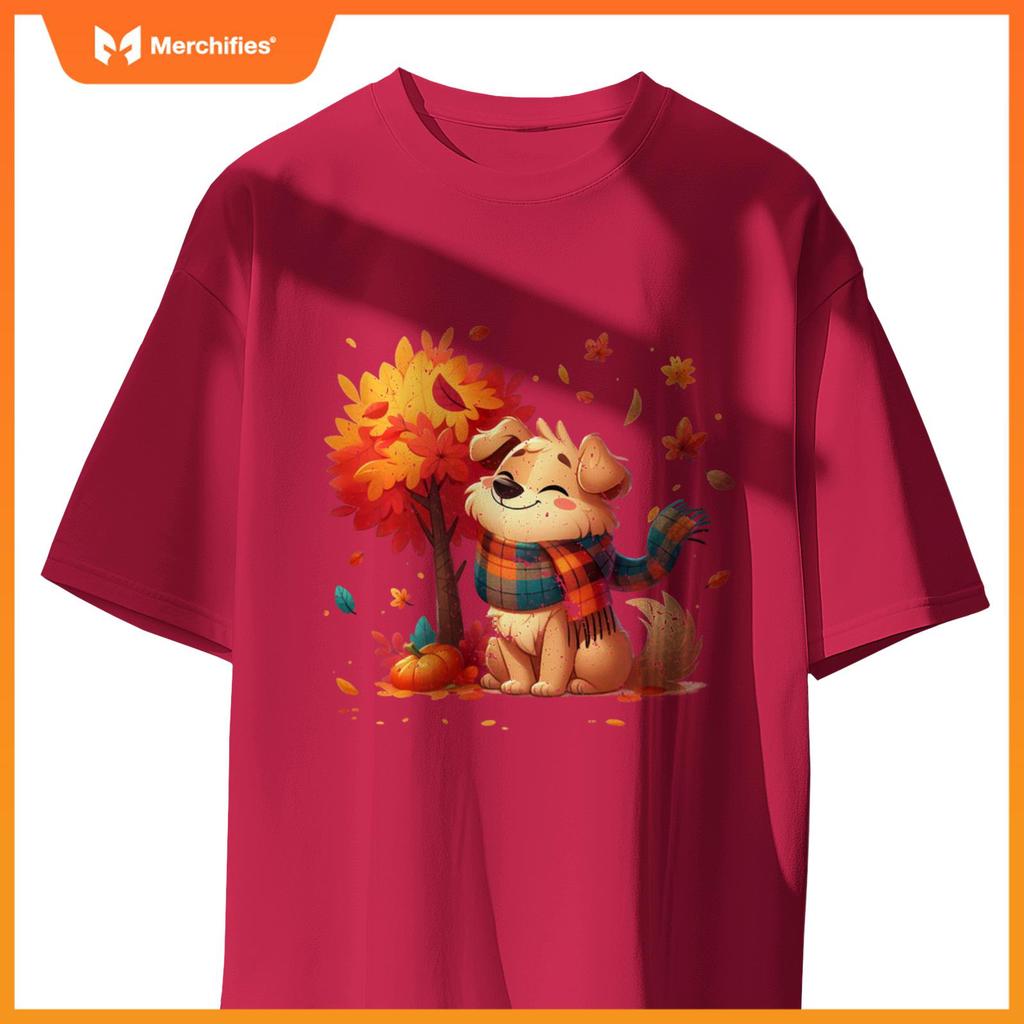 Funny Fall Graphic It's Fall Y'all Dog Leaf Fall Thanksgivin T-Shirt