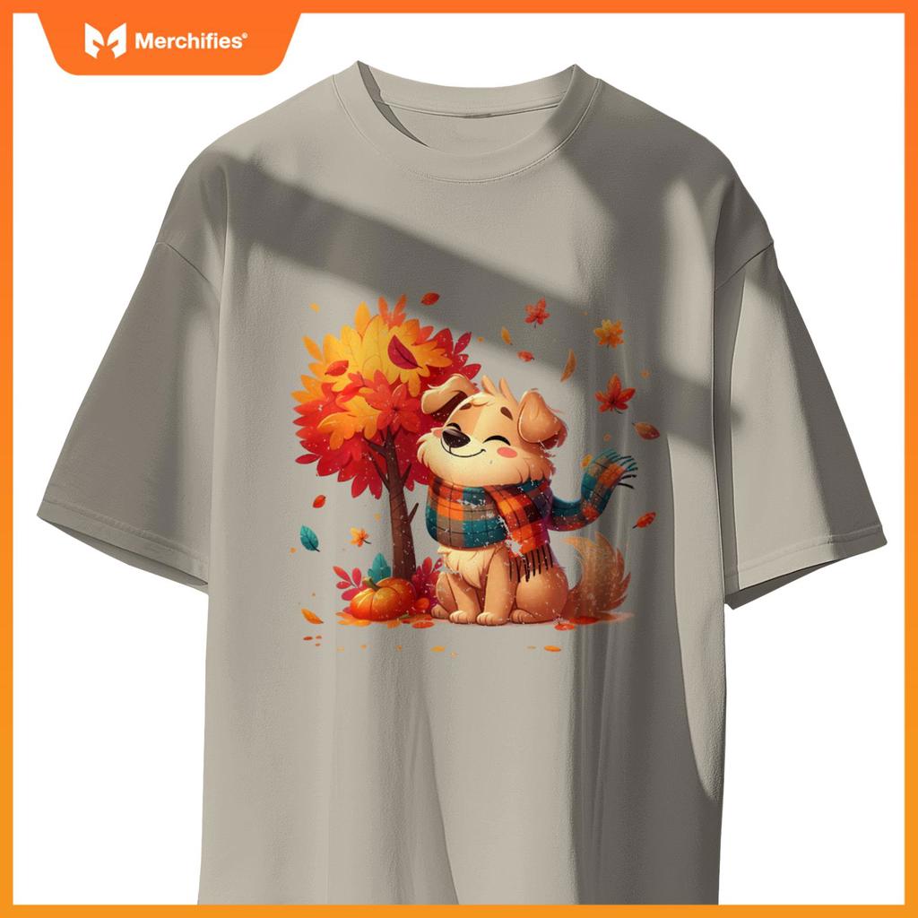 Funny Fall Graphic It's Fall Y'all Dog Leaf Fall Thanksgivin T-Shirt