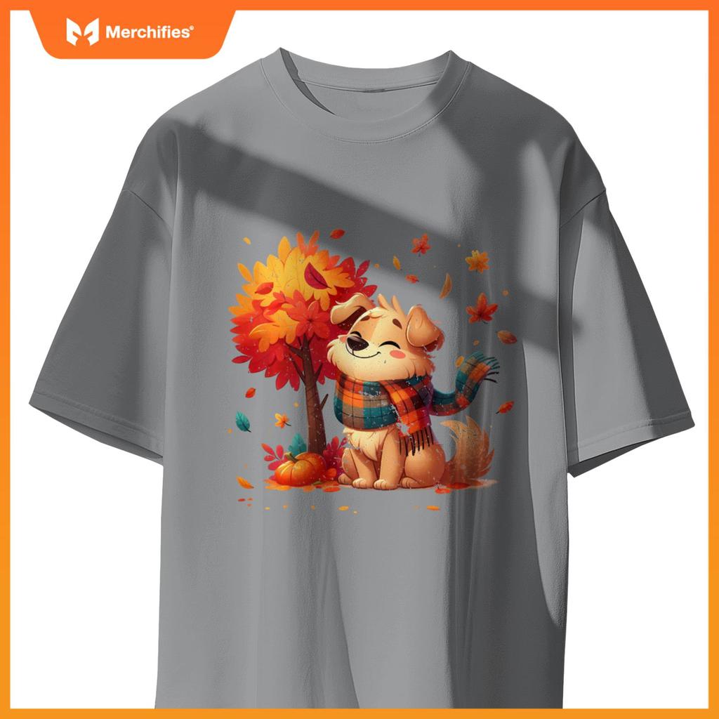Funny Fall Graphic It's Fall Y'all Dog Leaf Fall Thanksgivin T-Shirt