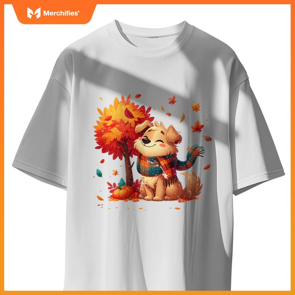 Funny Fall Graphic It's Fall Y'all Dog Leaf Fall Thanksgivin T-Shirt