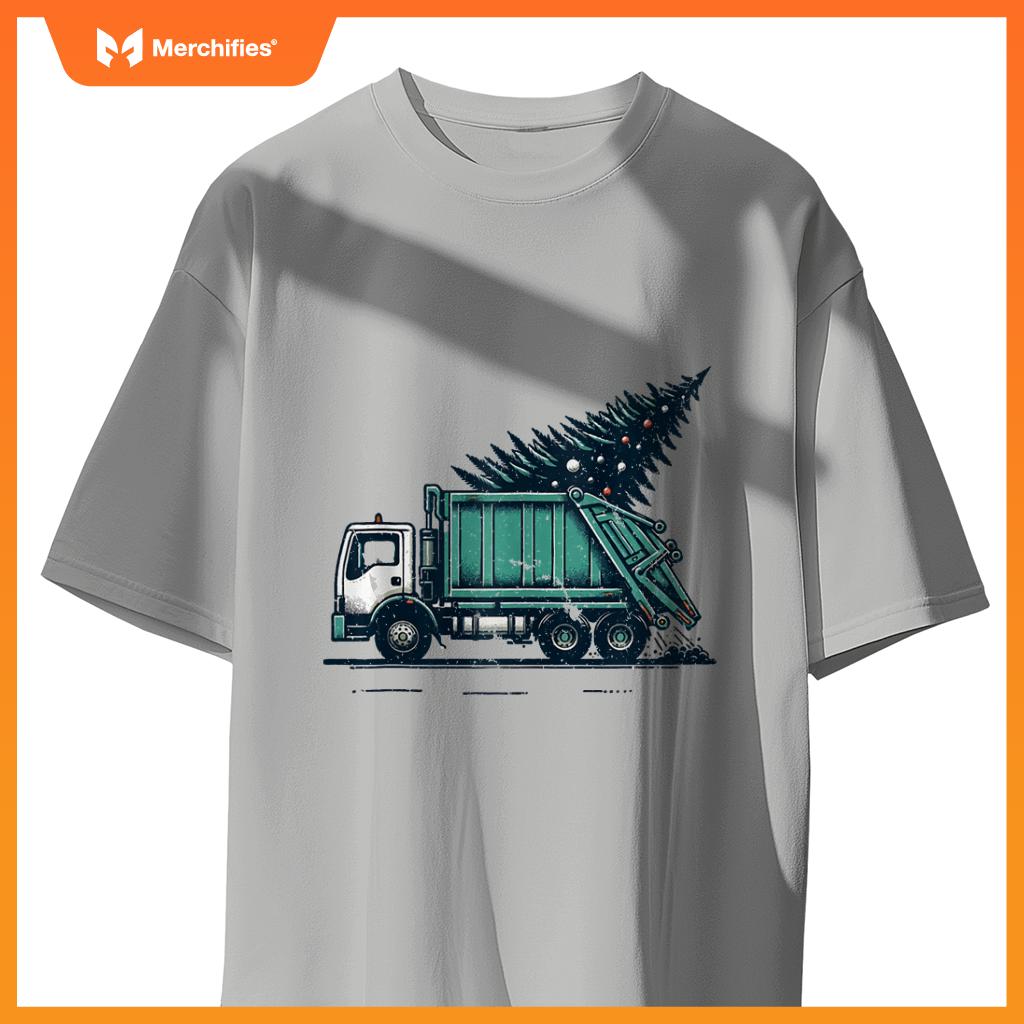 Funny Garbage Truck Christmas Santa For Man Women Kids T-Shirt