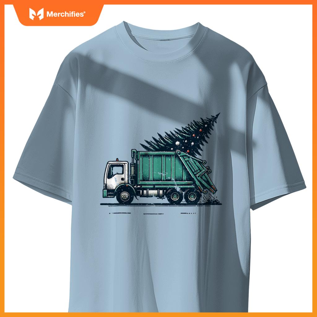Funny Garbage Truck Christmas Santa For Man Women Kids T-Shirt