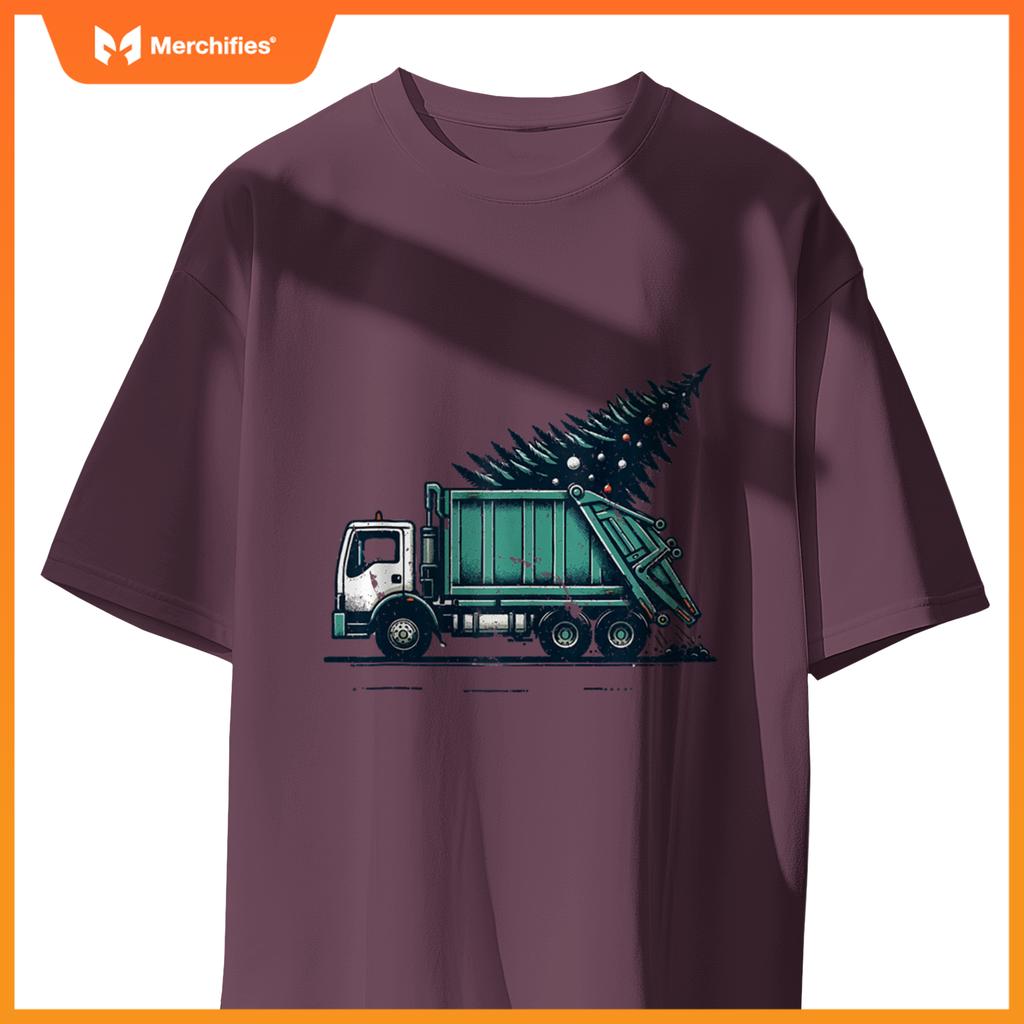 Funny Garbage Truck Christmas Santa For Man Women Kids T-Shirt