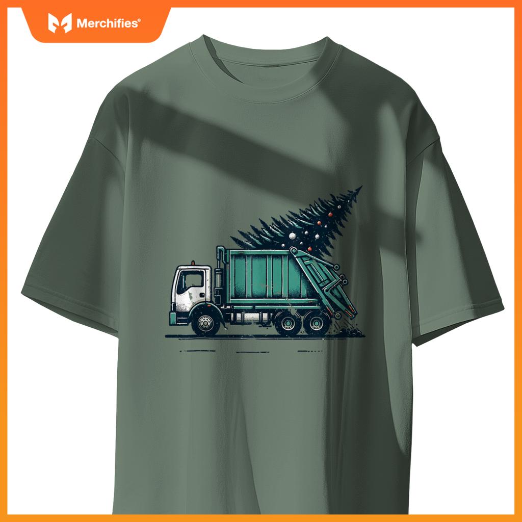 Funny Garbage Truck Christmas Santa For Man Women Kids T-Shirt