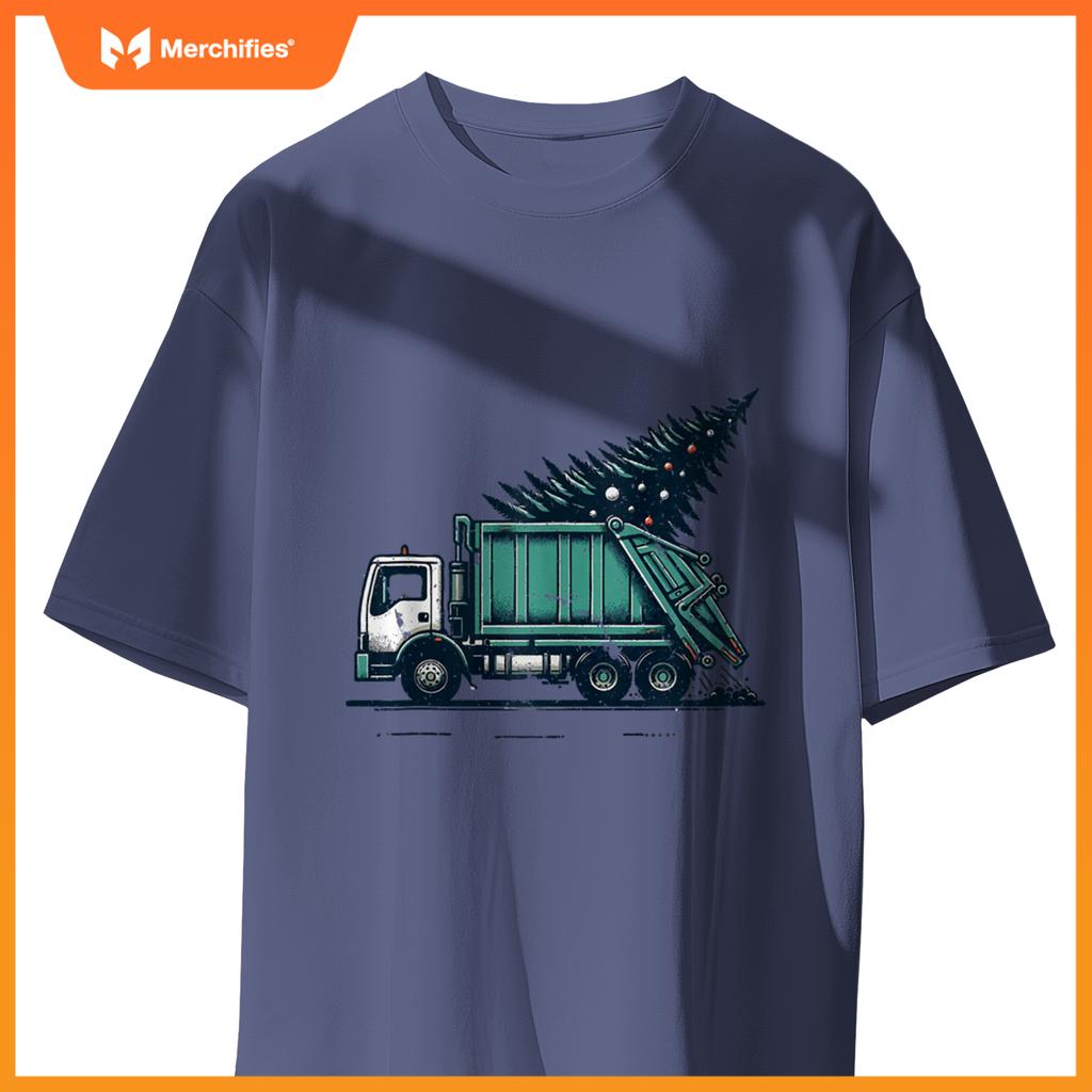 Funny Garbage Truck Christmas Santa For Man Women Kids T-Shirt