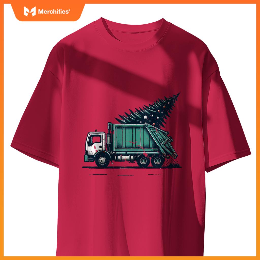 Funny Garbage Truck Christmas Santa For Man Women Kids T-Shirt