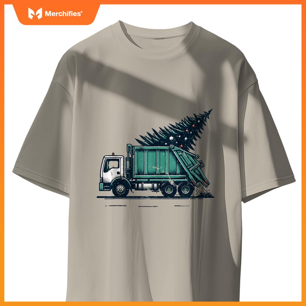 Funny Garbage Truck Christmas Santa For Man Women Kids T-Shirt