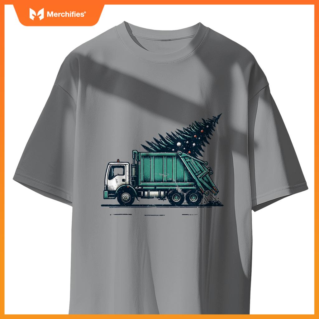 Funny Garbage Truck Christmas Santa For Man Women Kids T-Shirt