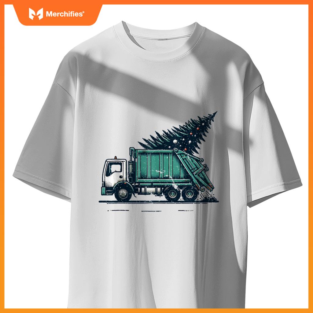 Funny Garbage Truck Christmas Santa For Man Women Kids T-Shirt