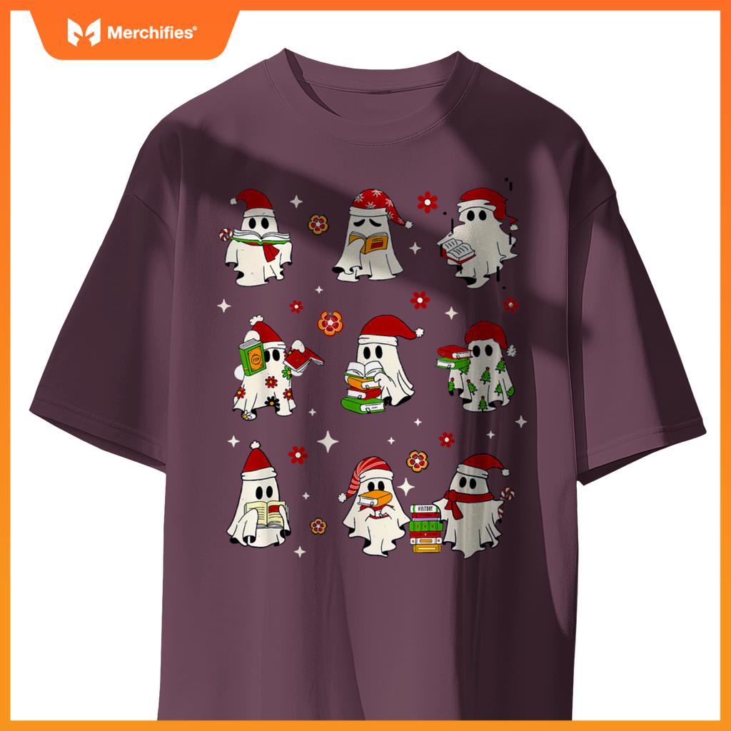 Funny Ghost Book Reading Christmas Books Lover Teacher