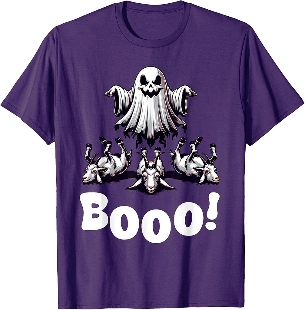 Funny Halloween Boo Ghost Spooky Goats T-Shirt