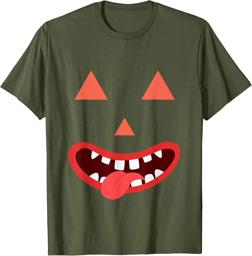 Funny Halloween Smiling Jack O Lantern Pumpkin Face T-Shirt
