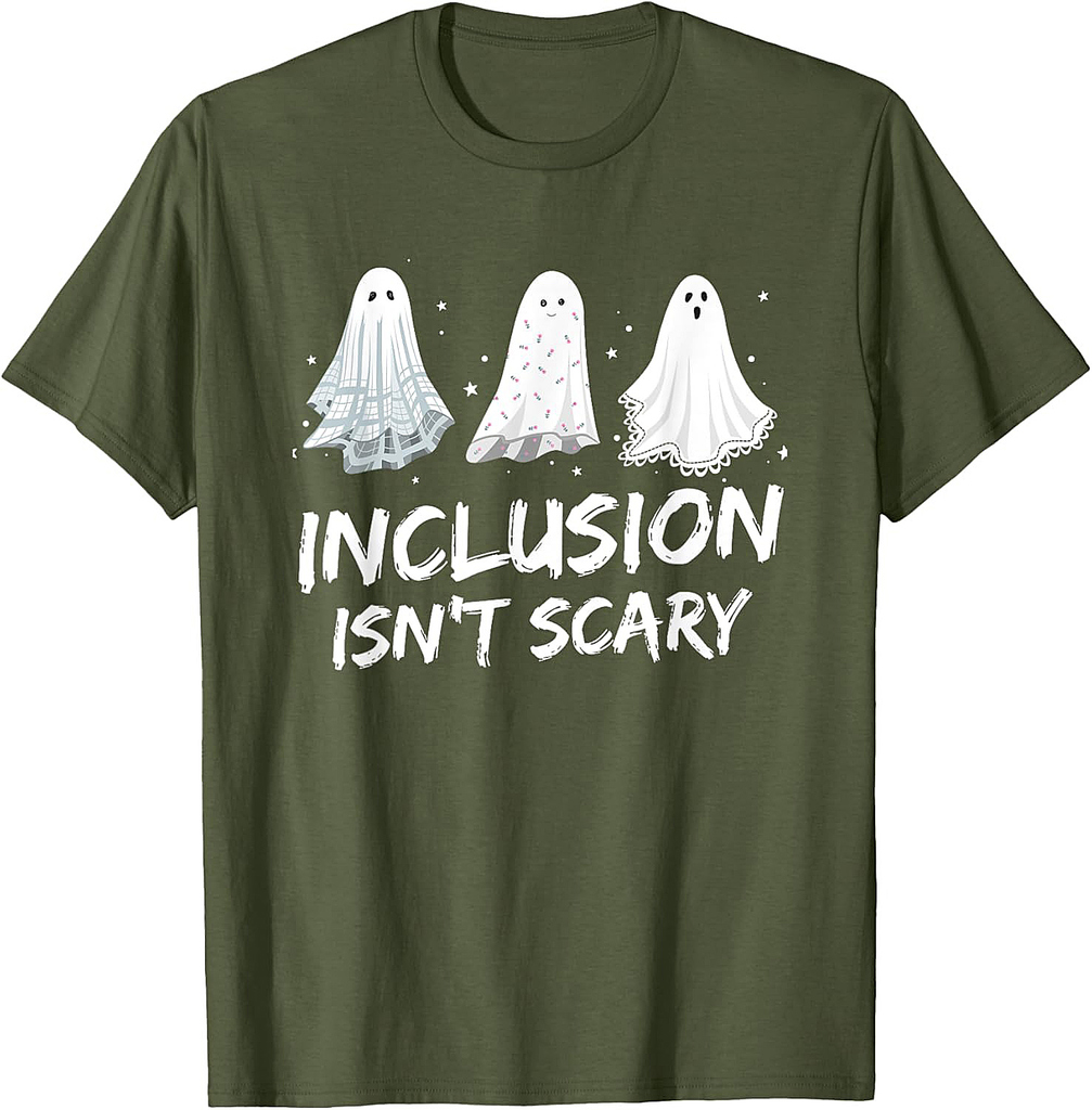 Funny Halloween ghost Spooky Teacher Inclusion Isn't Scary T-Shirt