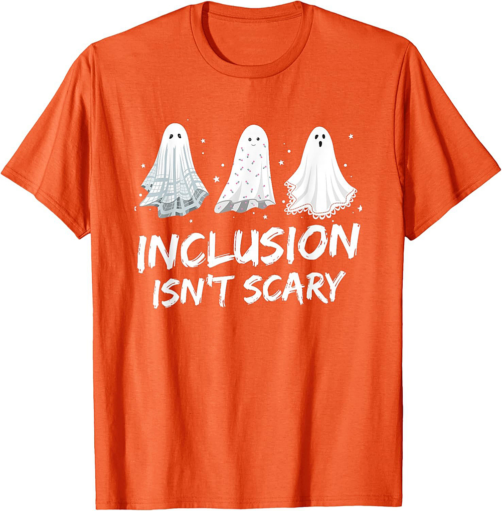 Funny Halloween ghost Spooky Teacher Inclusion Isn't Scary T-Shirt