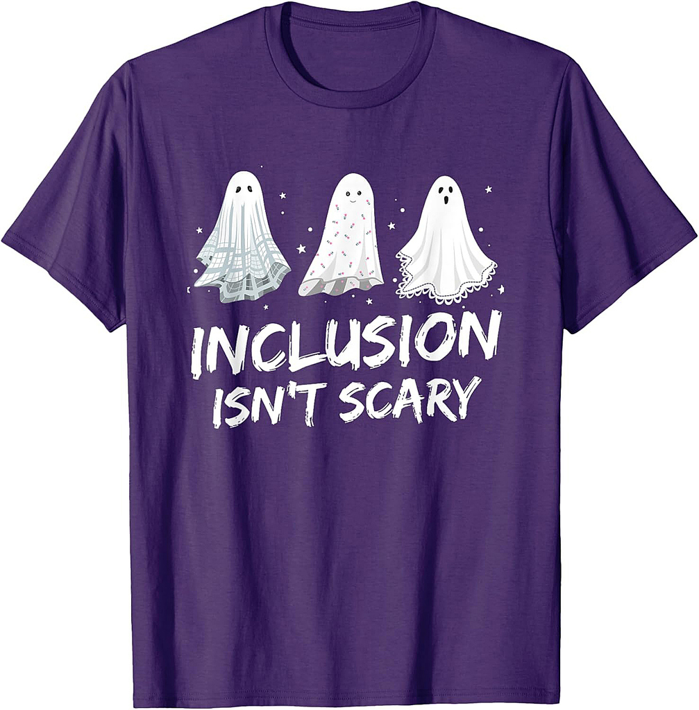 Funny Halloween ghost Spooky Teacher Inclusion Isn't Scary T-Shirt