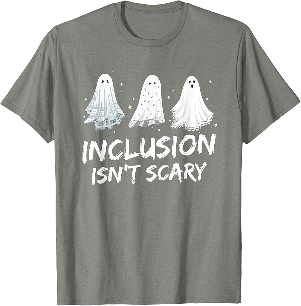 Funny Halloween ghost Spooky Teacher Inclusion Isn't Scary T-Shirt