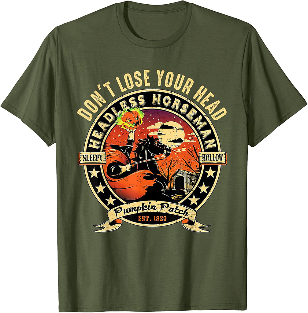 Funny Headless Horseman Urban Legend Halloween Pumpkin Patch T-Shirt