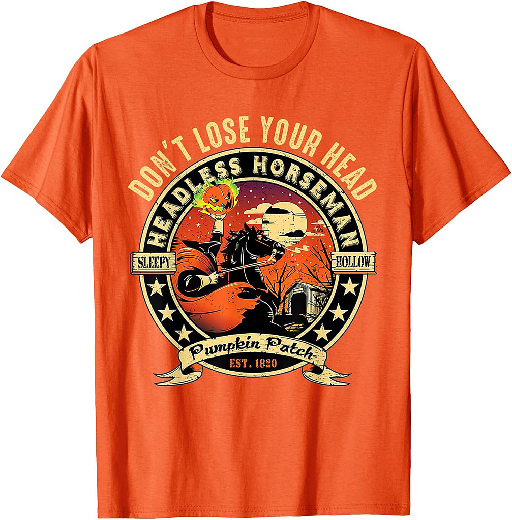 Funny Headless Horseman Urban Legend Halloween Pumpkin Patch T-Shirt