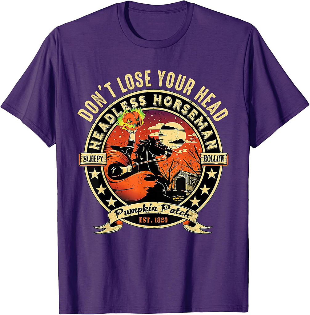 Funny Headless Horseman Urban Legend Halloween Pumpkin Patch T-Shirt