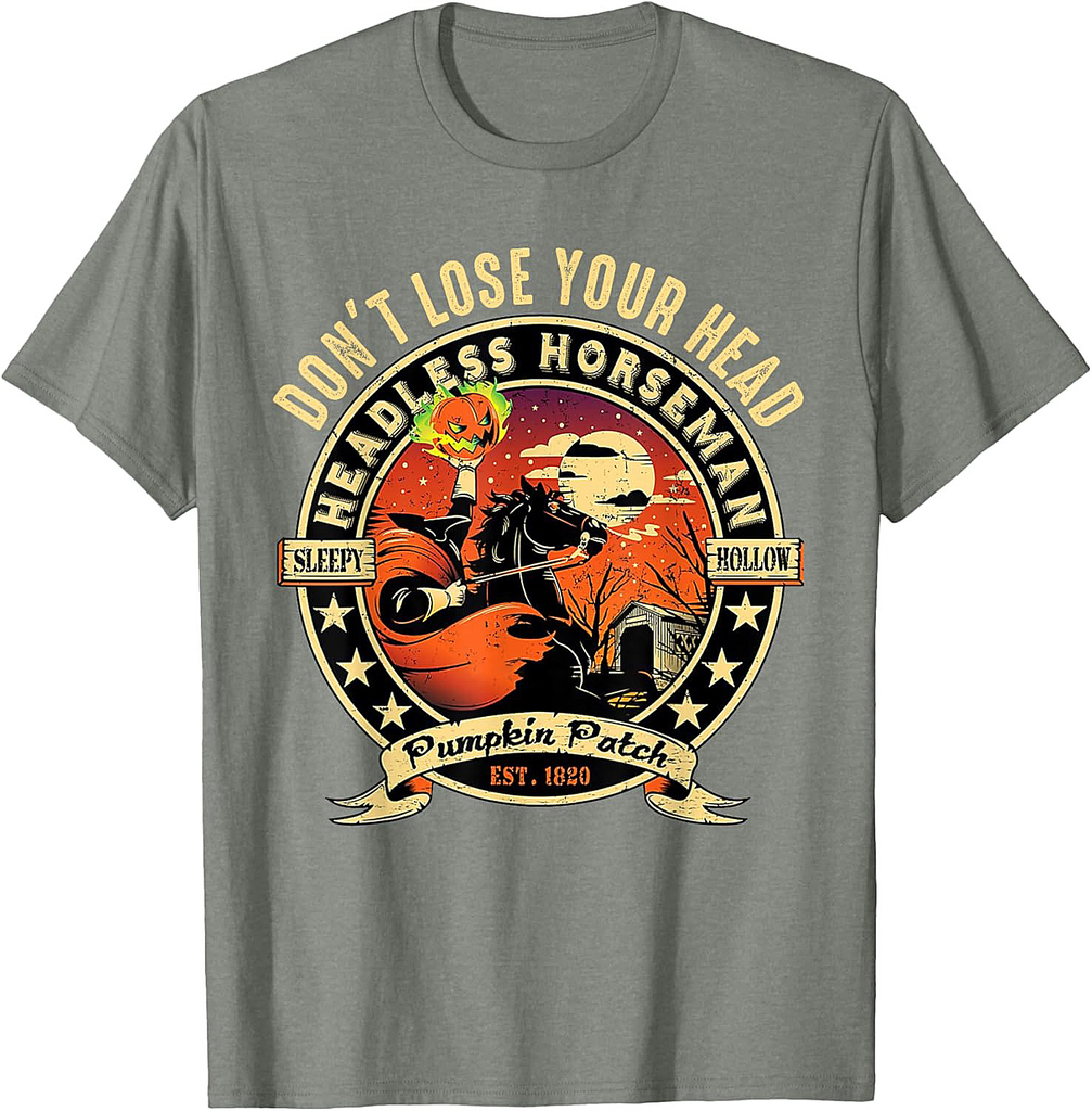 Funny Headless Horseman Urban Legend Halloween Pumpkin Patch T-Shirt