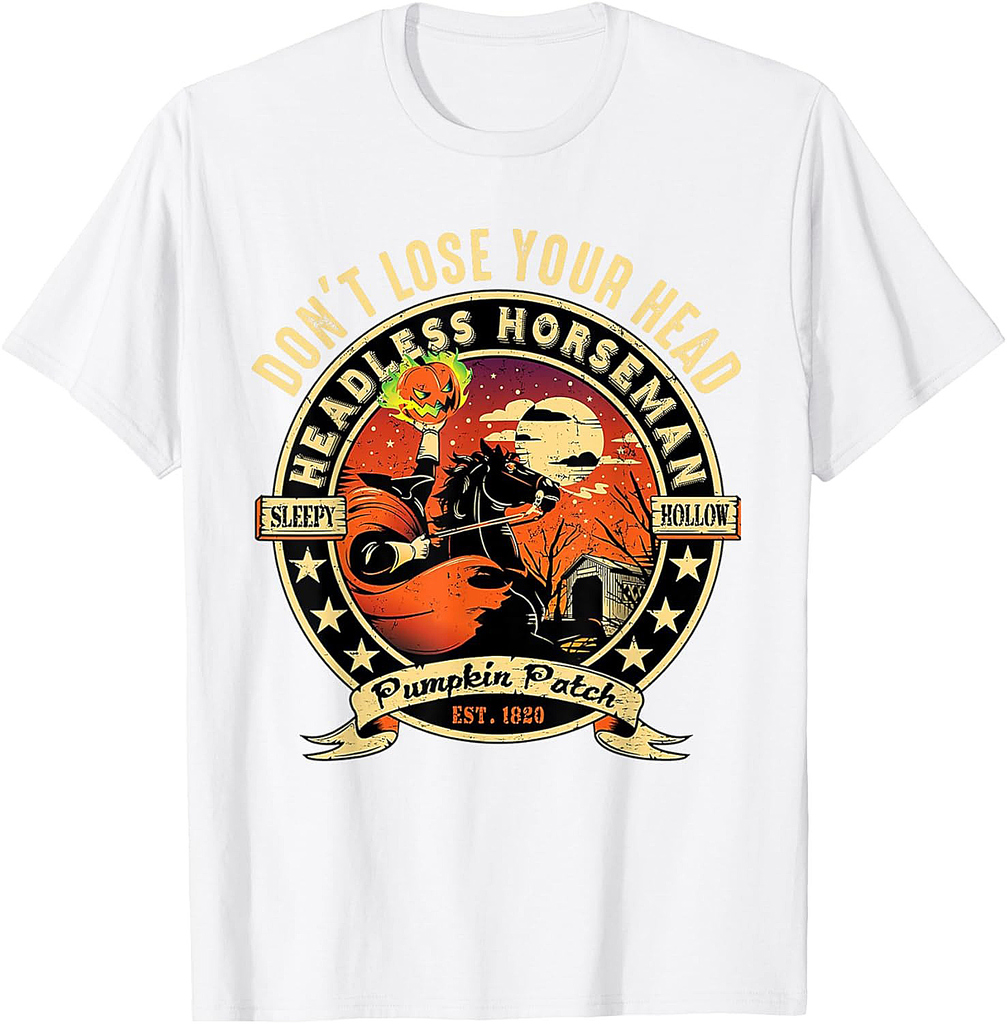 Funny Headless Horseman Urban Legend Halloween Pumpkin Patch T-Shirt