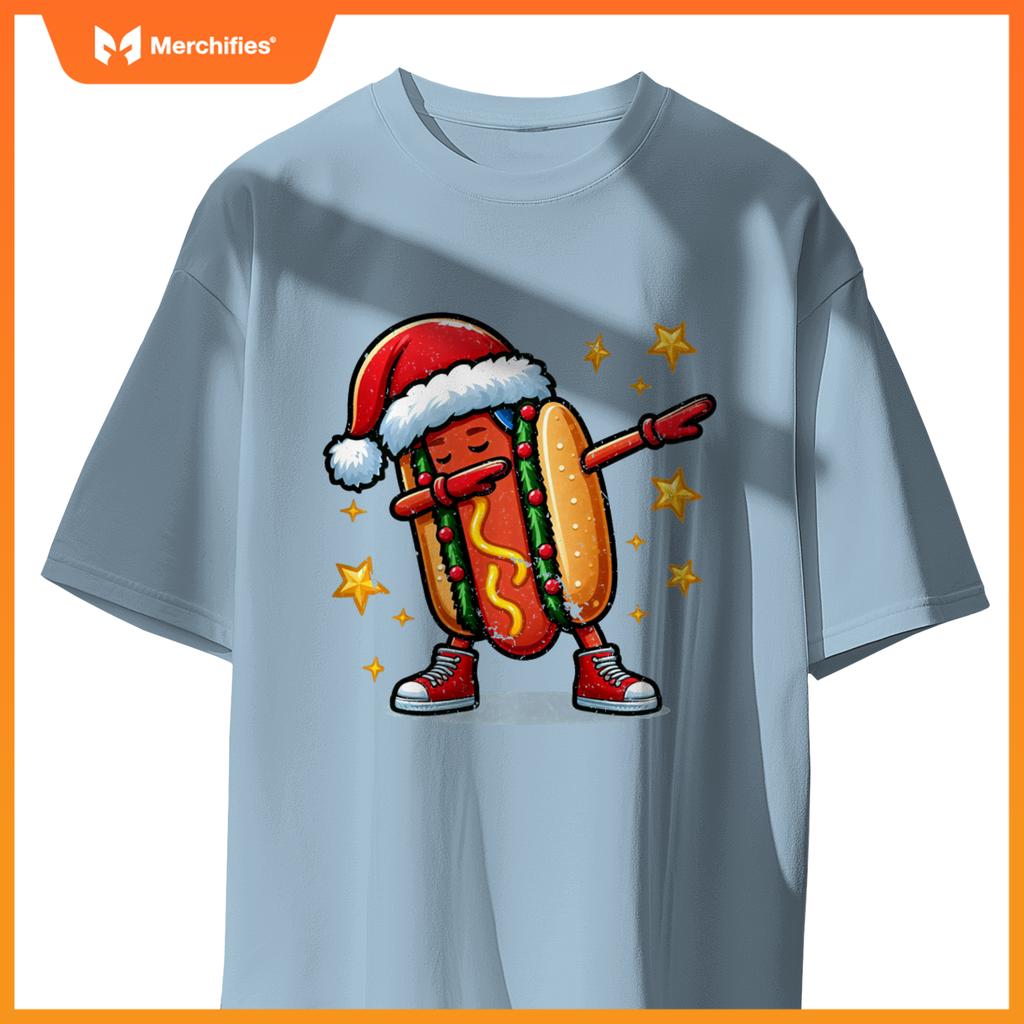 Funny Hot Dog Dubbing Dance Christmas Xmas Humor Design T-Shirt