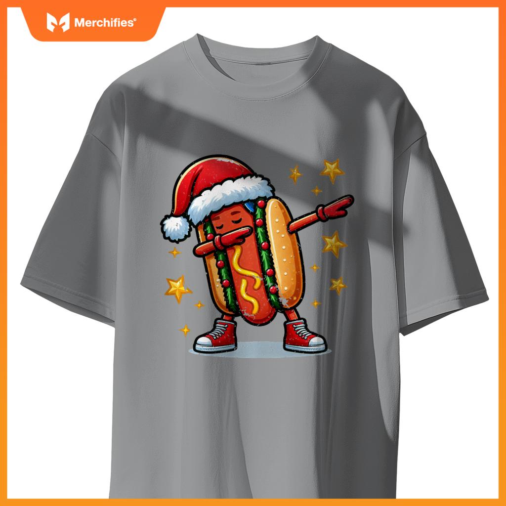 Funny Hot Dog Dubbing Dance Christmas Xmas Humor Design T-Shirt