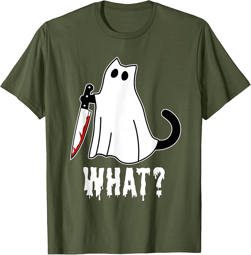 Funny Murder Cat Black Cat Murderous With Knife Halloween Men Women T-Shirt