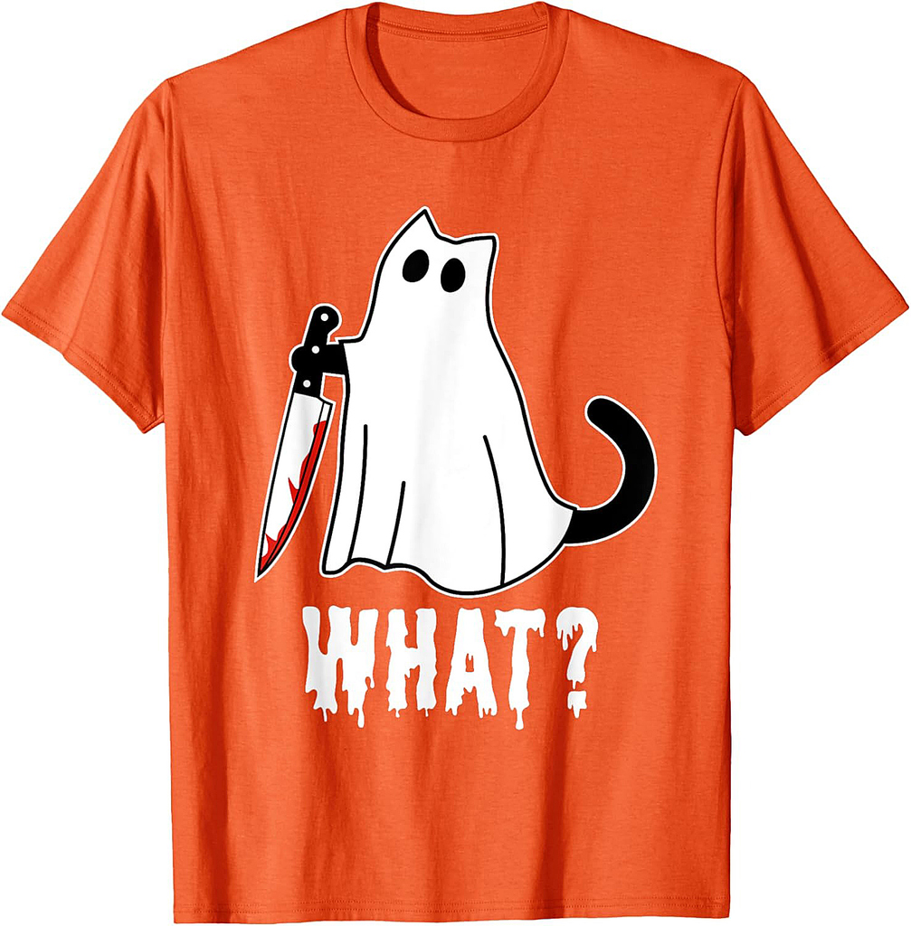 Funny Murder Cat Black Cat Murderous With Knife Halloween Men Women T-Shirt