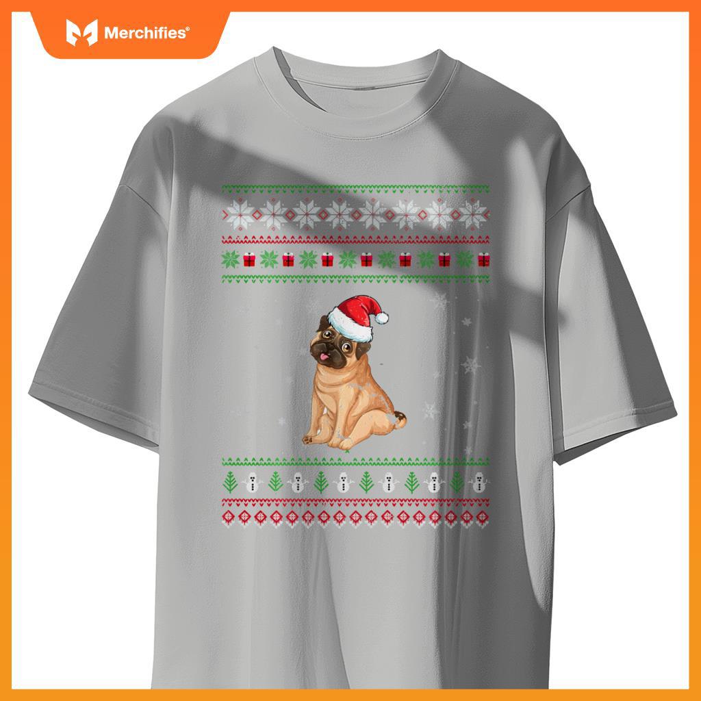 Funny Pug Dog lovers Cute Santa Ugly Christmas T-Shirt