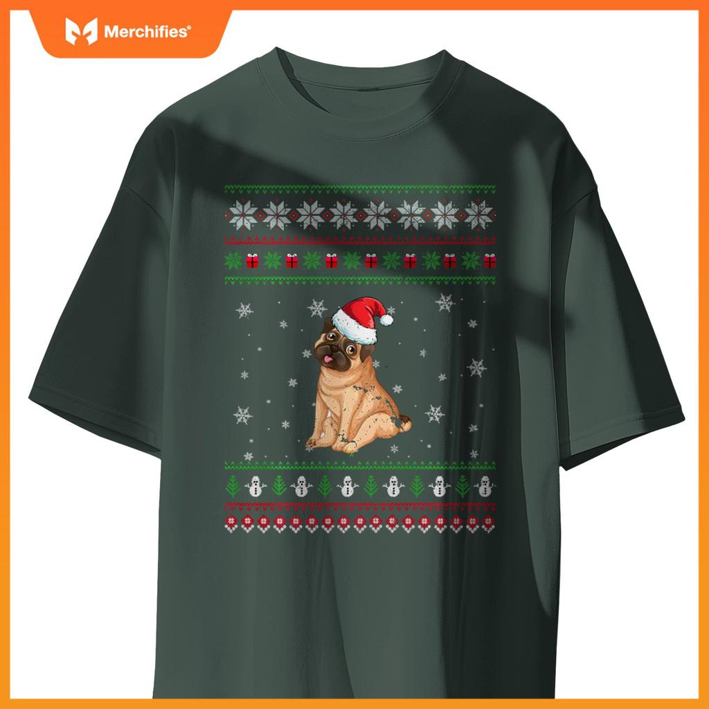 Funny Pug Dog lovers Cute Santa Ugly Christmas T-Shirt