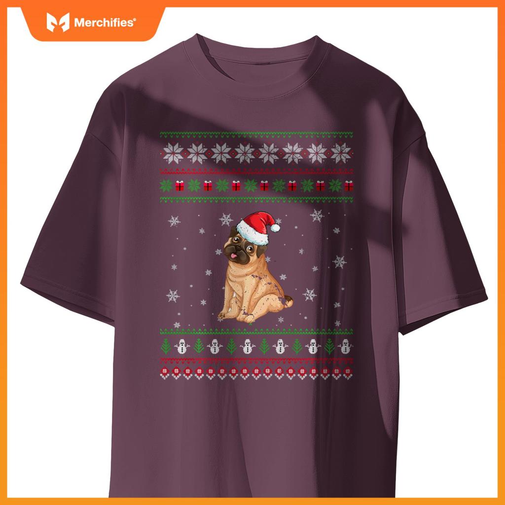 Funny Pug Dog lovers Cute Santa Ugly Christmas T-Shirt